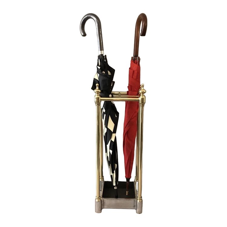 Porte parapluies ancien en laiton de forme carrée d'époque 19 ème 
