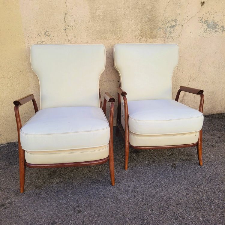 Pair of armchairs in the style of G Scapinelli, late 20th century