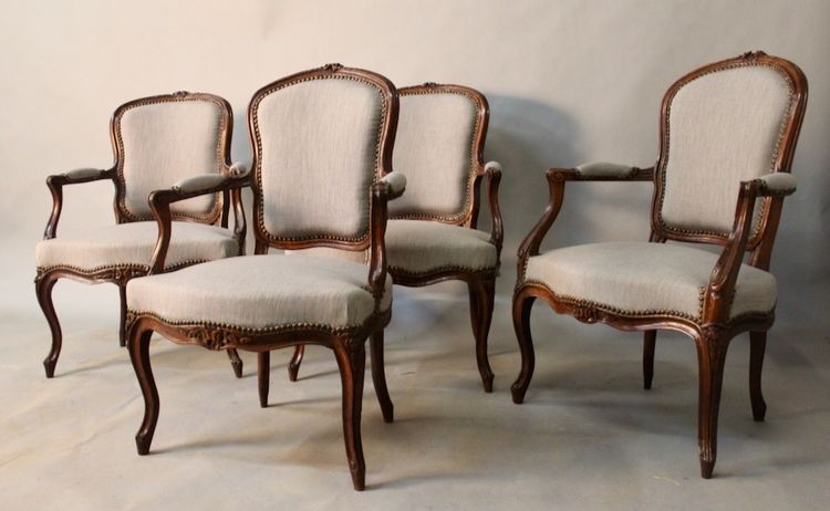 Ensemble de 4 fauteuils Cabriolet Louis XV