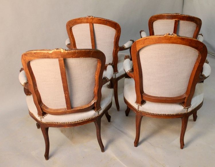 Ensemble de 4 fauteuils Cabriolet Louis XV