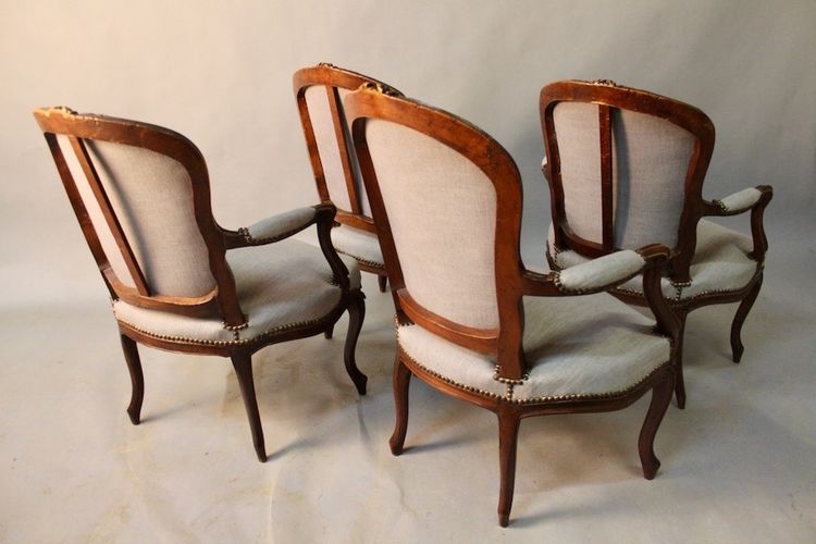 Ensemble de 4 fauteuils Cabriolet Louis XV