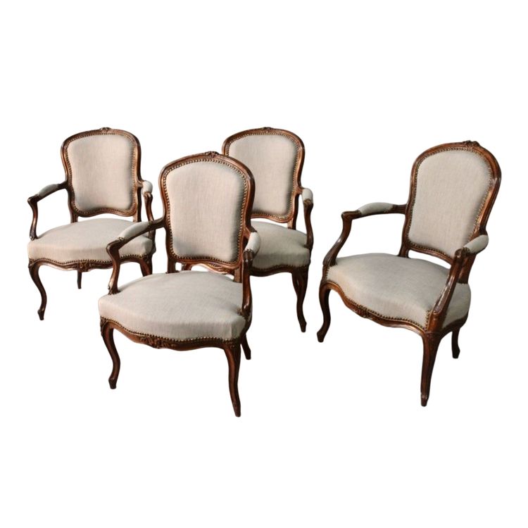Ensemble de 4 fauteuils Cabriolet Louis XV