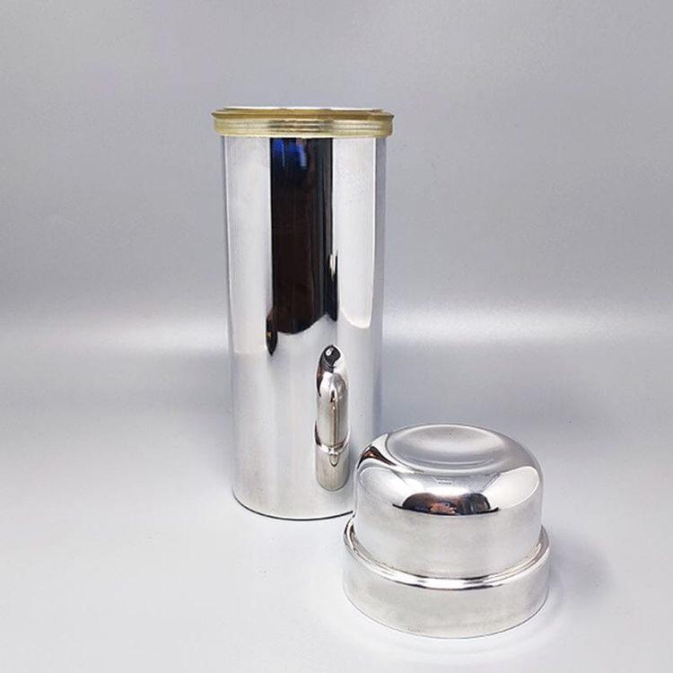 1960s Gorgeous Cocktail Shaker in Silver Plated by P.M. Made in Italy