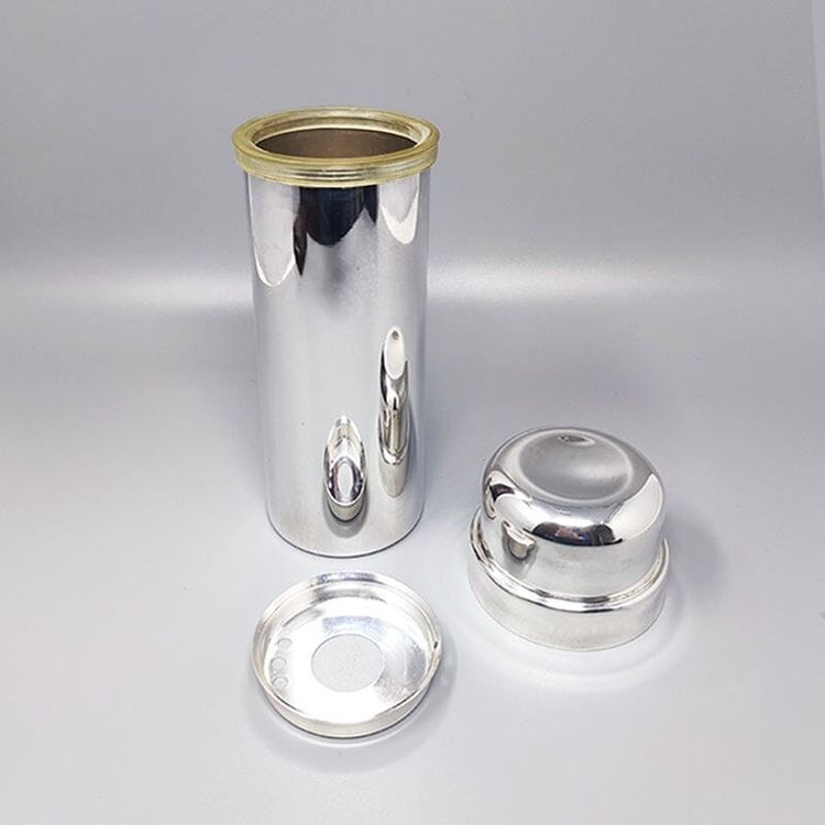 1960s Gorgeous Cocktail Shaker in Silver Plated by P.M. Made in Italy