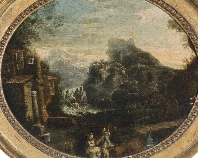 Anonymous 18th century, "Landscape with two figures"