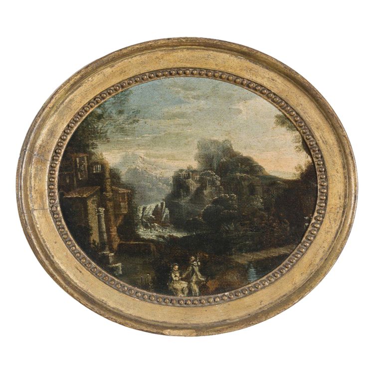 Anonymous 18th century, "Landscape with two figures"