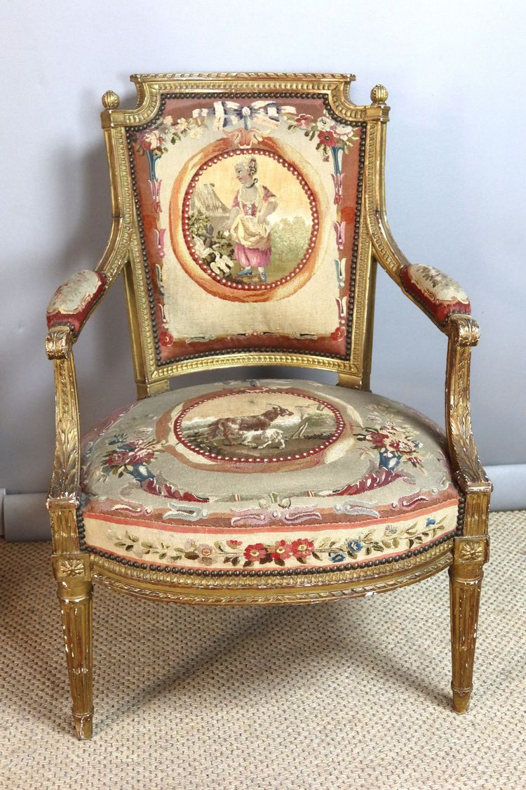 Coppia di poltrone Luigi XVI, XIX secolo