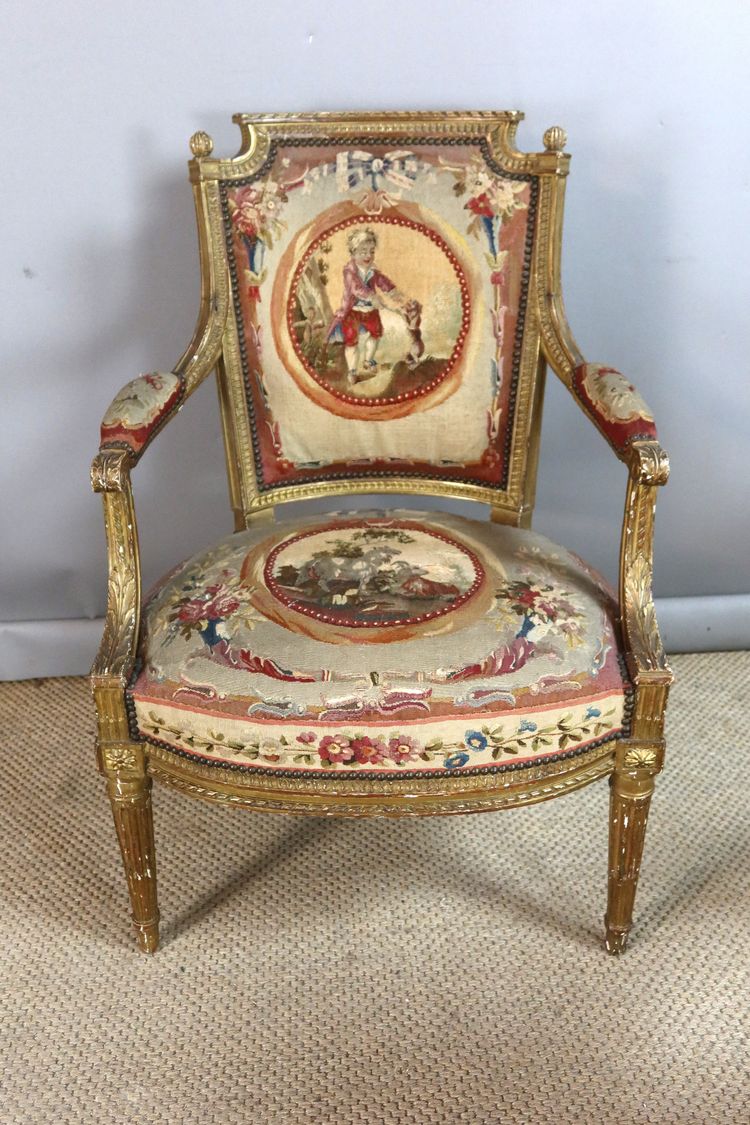 Coppia di poltrone Luigi XVI, XIX secolo