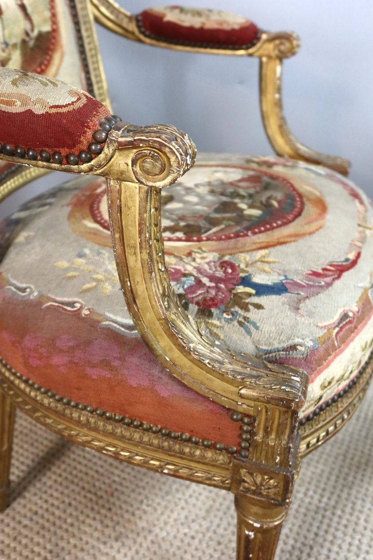 Coppia di poltrone Luigi XVI, XIX secolo