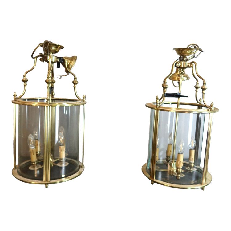 Pair of brass lanterns