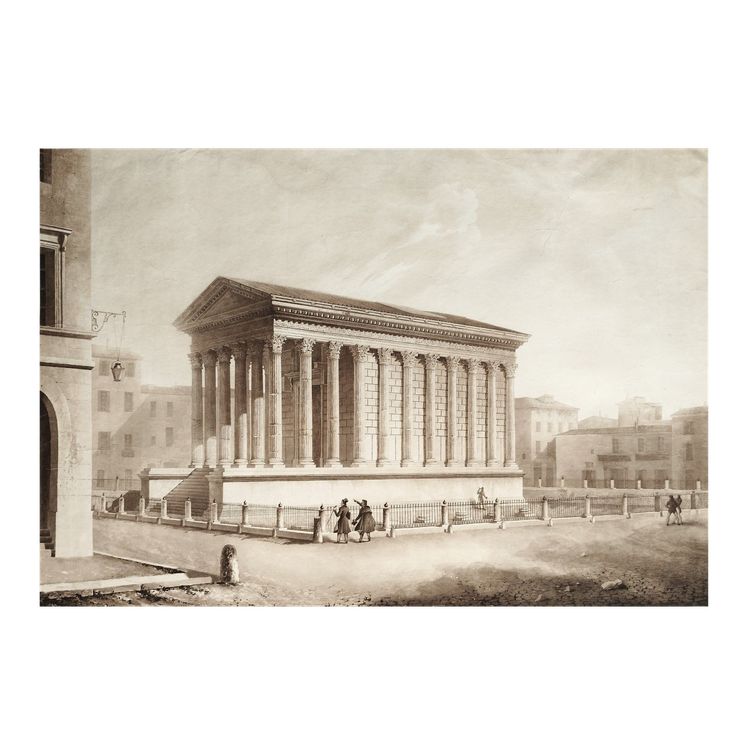 Roman Temple In Nîmes Large Engraving  Architecture  After Thumeloup, 19th C Old Print