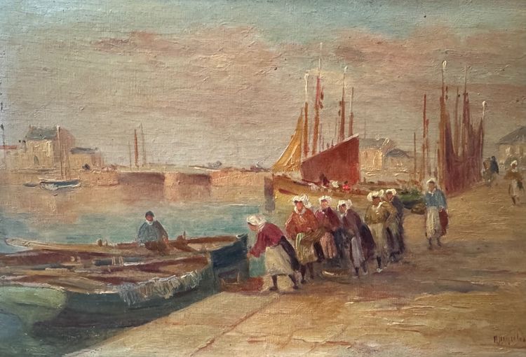 Pair of paintings, the port of Les Sables d’Olonne 1917
