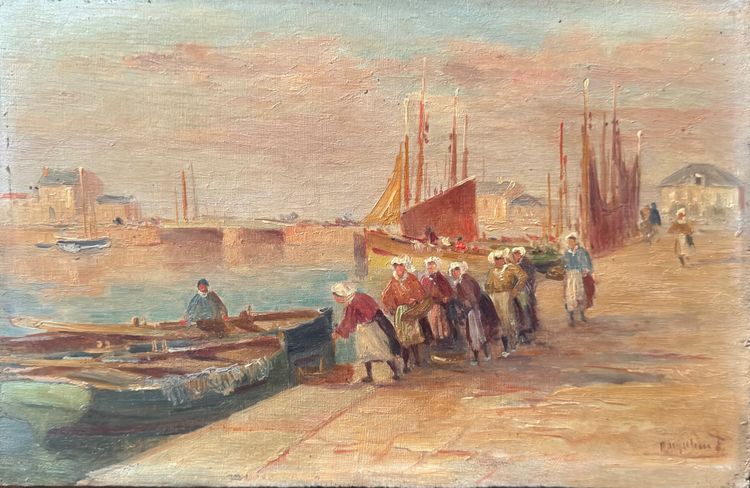 Pair of paintings, the port of Les Sables d’Olonne 1917