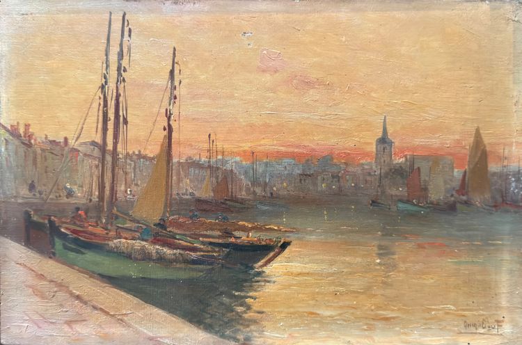 Pair of paintings, the port of Les Sables d’Olonne 1917