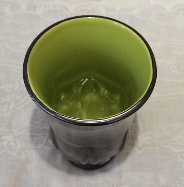 Black and green earthenware vase Blanche Letalle (1901-1990) St Clément circa 1950
