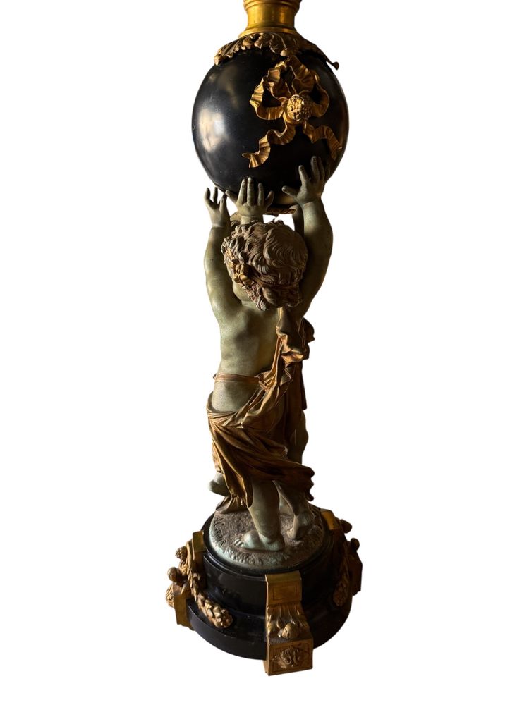 Floor lamp / Lamp with cherubs, Napoleon III period, By Albert-Ernest Carrier-Belleuse, H: 1.80m