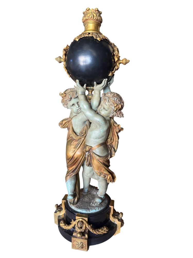 Floor lamp / Lamp with cherubs, Napoleon III period, By Albert-Ernest Carrier-Belleuse, H: 1.80m