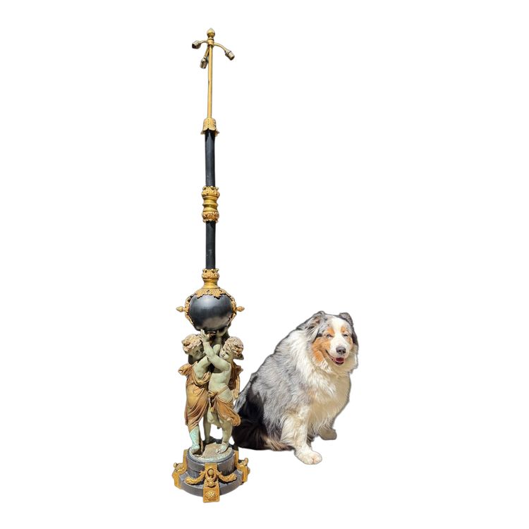 Floor lamp / Lamp with cherubs, Napoleon III period, By Albert-Ernest Carrier-Belleuse, H: 1.80m