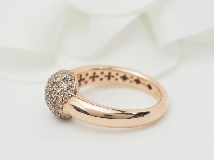 Anello Ball in oro rosa e diamanti color cognac