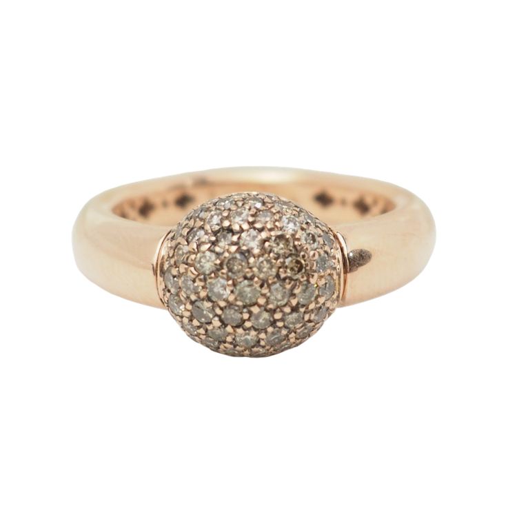 Anello Ball in oro rosa e diamanti color cognac