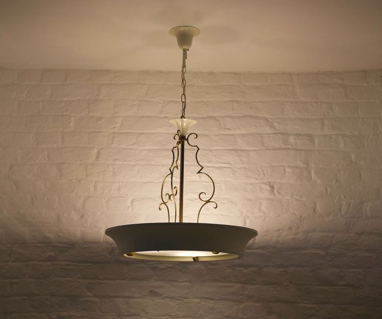 Art Deco Ceiling Chandelier in the Jean Perzel Style.