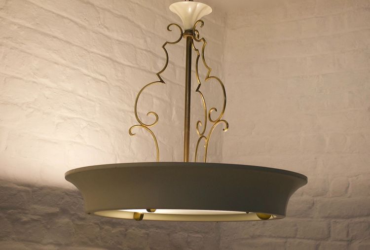 Art Deco Ceiling Chandelier in the Jean Perzel Style.