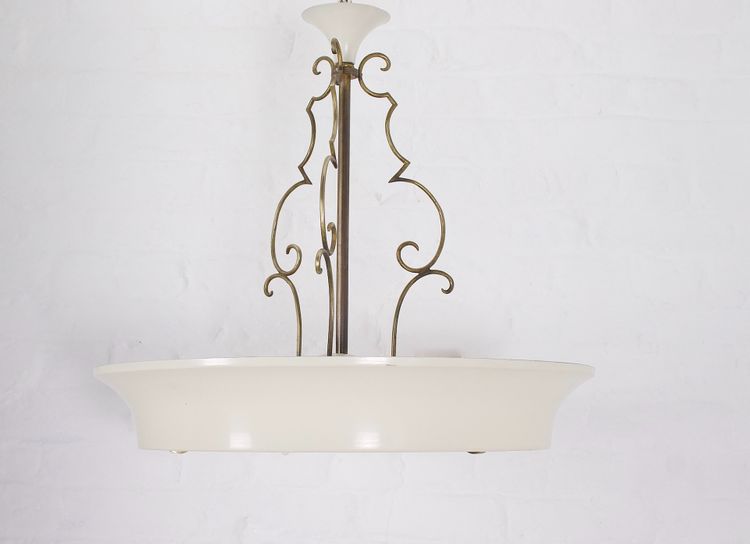 Art Deco Ceiling Chandelier in the Jean Perzel Style.