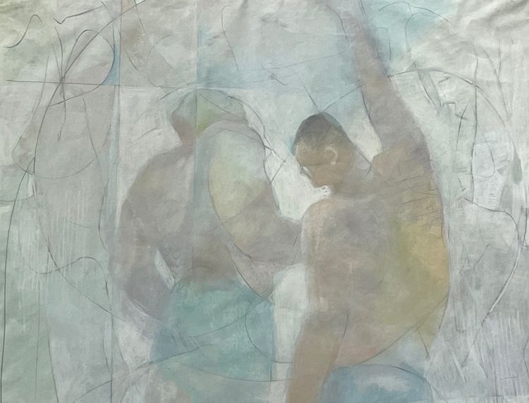 pastel two boxers Mona Jordan (1908-1995) American painter belonging to the ten women in art.