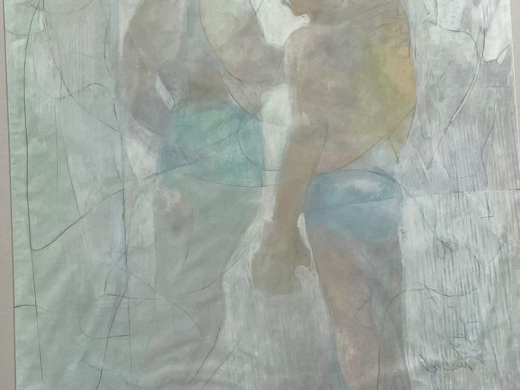 pastel two boxers Mona Jordan (1908-1995) American painter belonging to the ten women in art.