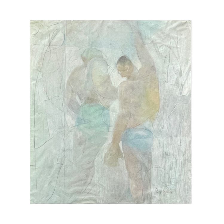 pastel two boxers Mona Jordan (1908-1995) American painter belonging to the ten women in art.
