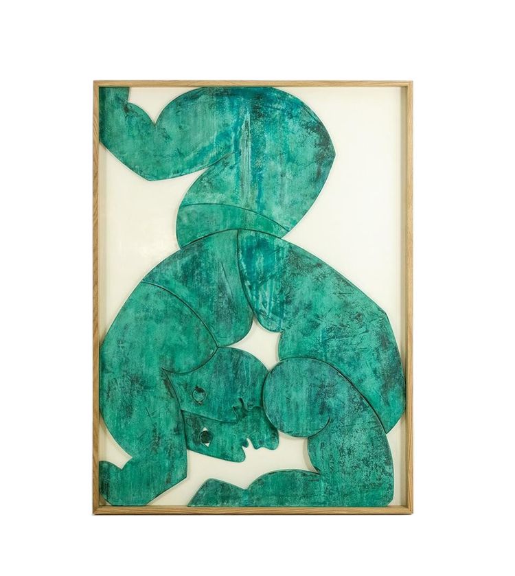 “The Twins”, bas-relief framed in oak wood and patinated copper.LS64863009P