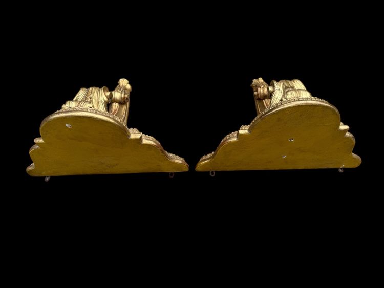 Coppia di consolle da parete in legno dorato del XIX secolo, periodo Napoleone III