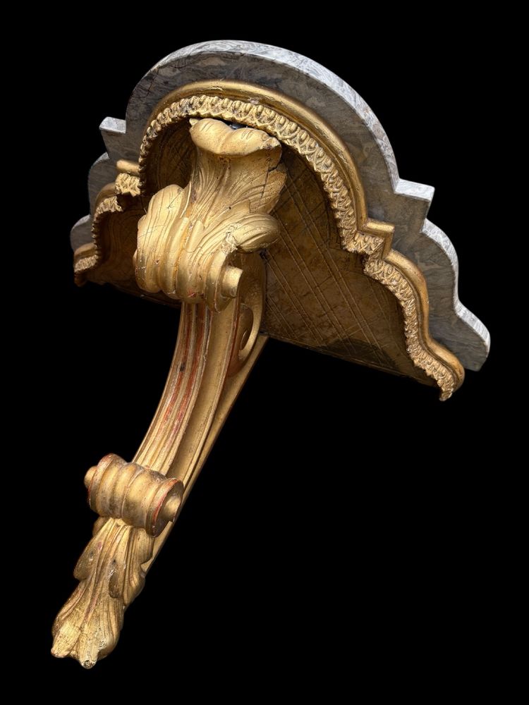 Coppia di consolle da parete in legno dorato del XIX secolo, periodo Napoleone III