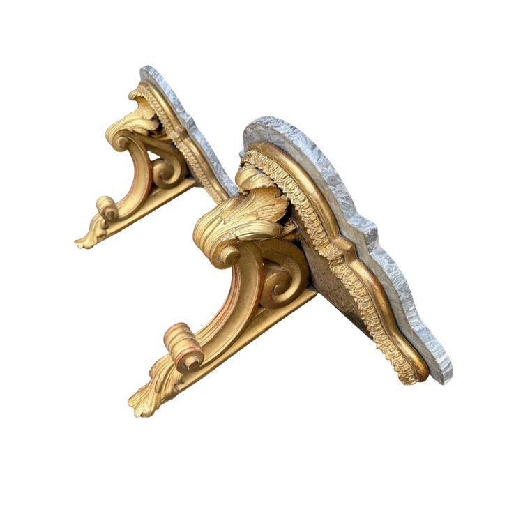 Coppia di consolle da parete in legno dorato del XIX secolo, periodo Napoleone III