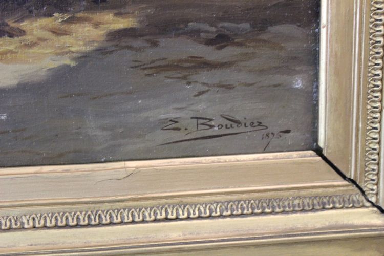 Öl auf Leinwand von Boudier, Bauernhof in den Vogesen, 19. Jahrhundert