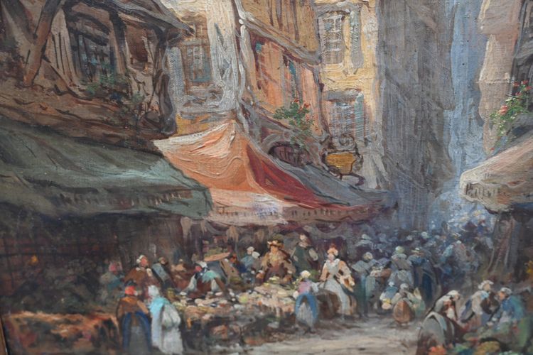 Ansicht von Caen, Öl auf Leinwand, spätes 19. Jahrhundert