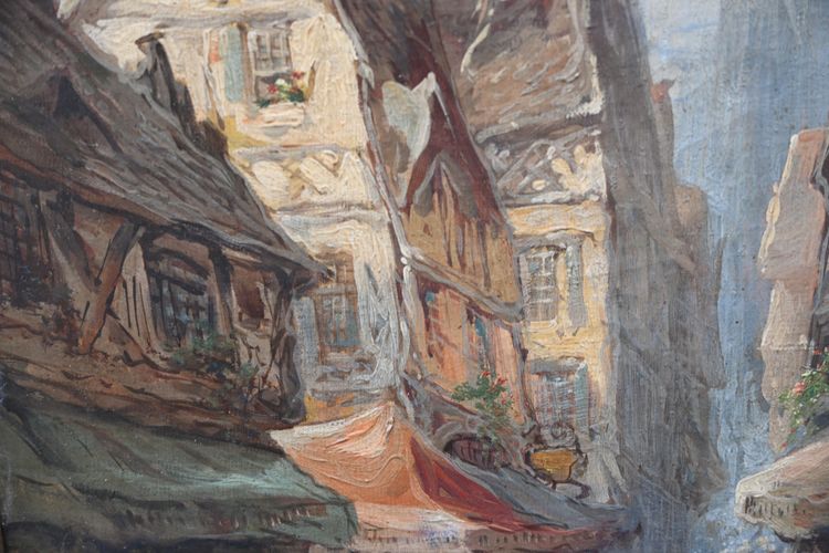 Ansicht von Caen, Öl auf Leinwand, spätes 19. Jahrhundert