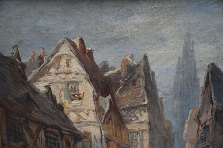 Ansicht von Caen, Öl auf Leinwand, spätes 19. Jahrhundert