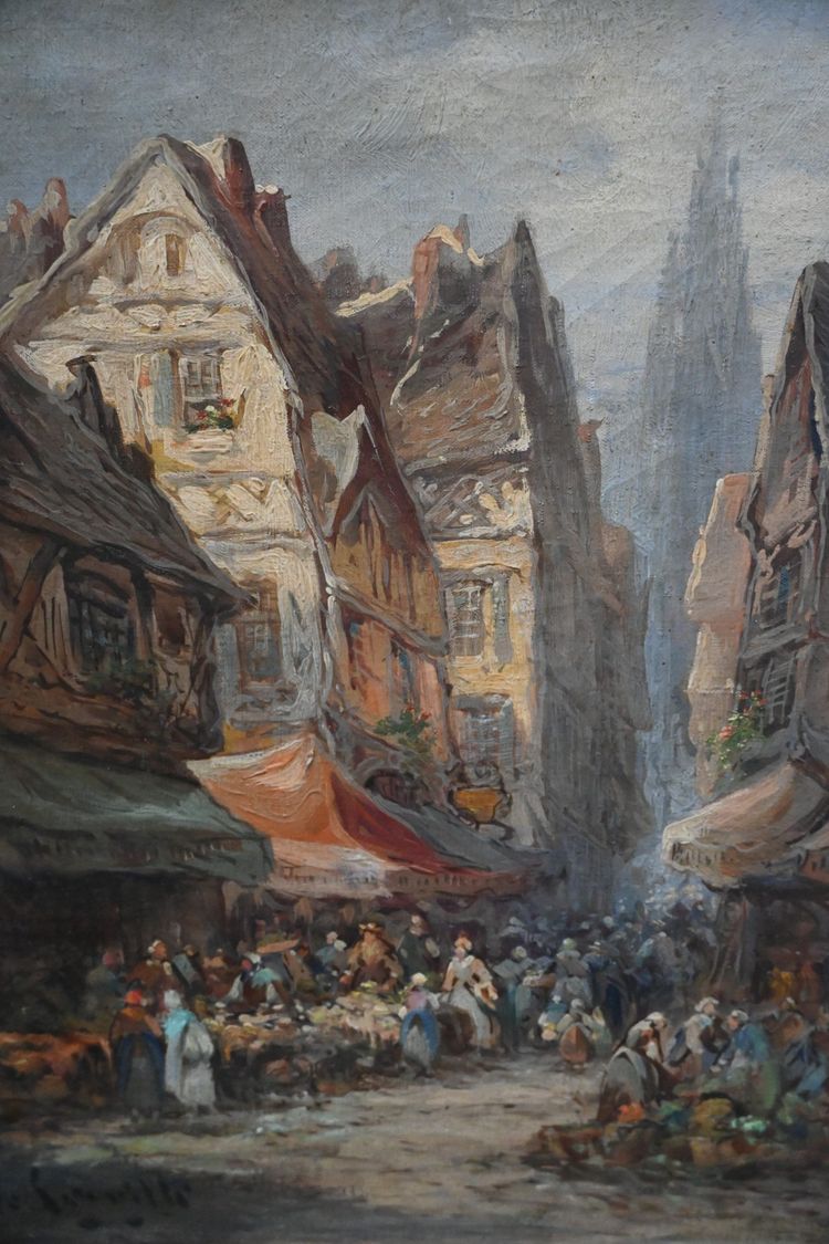 Ansicht von Caen, Öl auf Leinwand, spätes 19. Jahrhundert