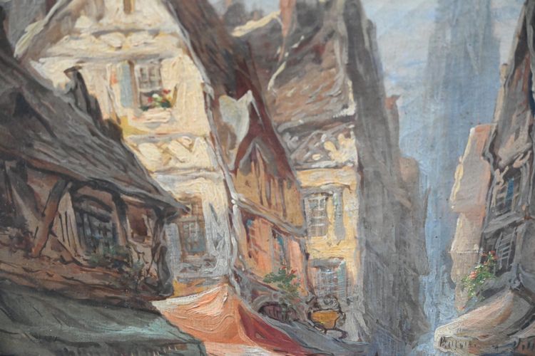 Ansicht von Caen, Öl auf Leinwand, spätes 19. Jahrhundert