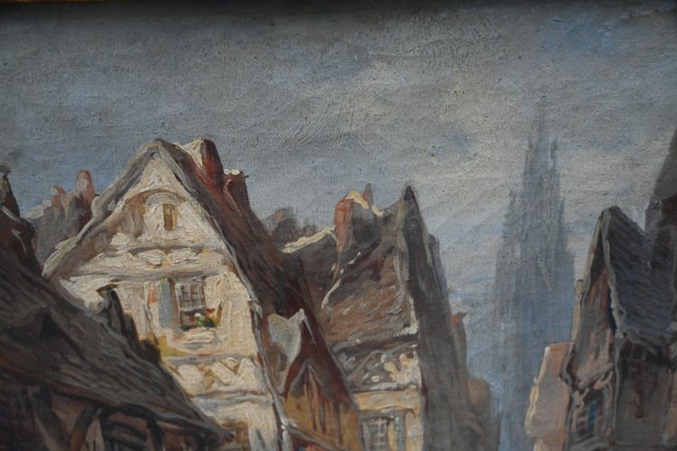 Ansicht von Caen, Öl auf Leinwand, spätes 19. Jahrhundert