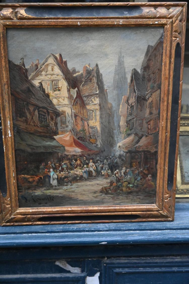 Ansicht von Caen, Öl auf Leinwand, spätes 19. Jahrhundert