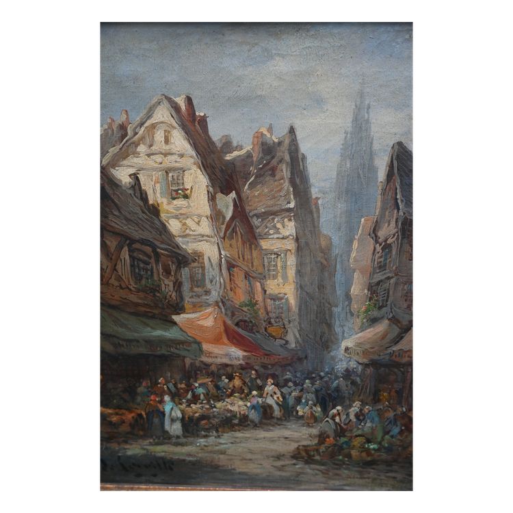 Ansicht von Caen, Öl auf Leinwand, spätes 19. Jahrhundert