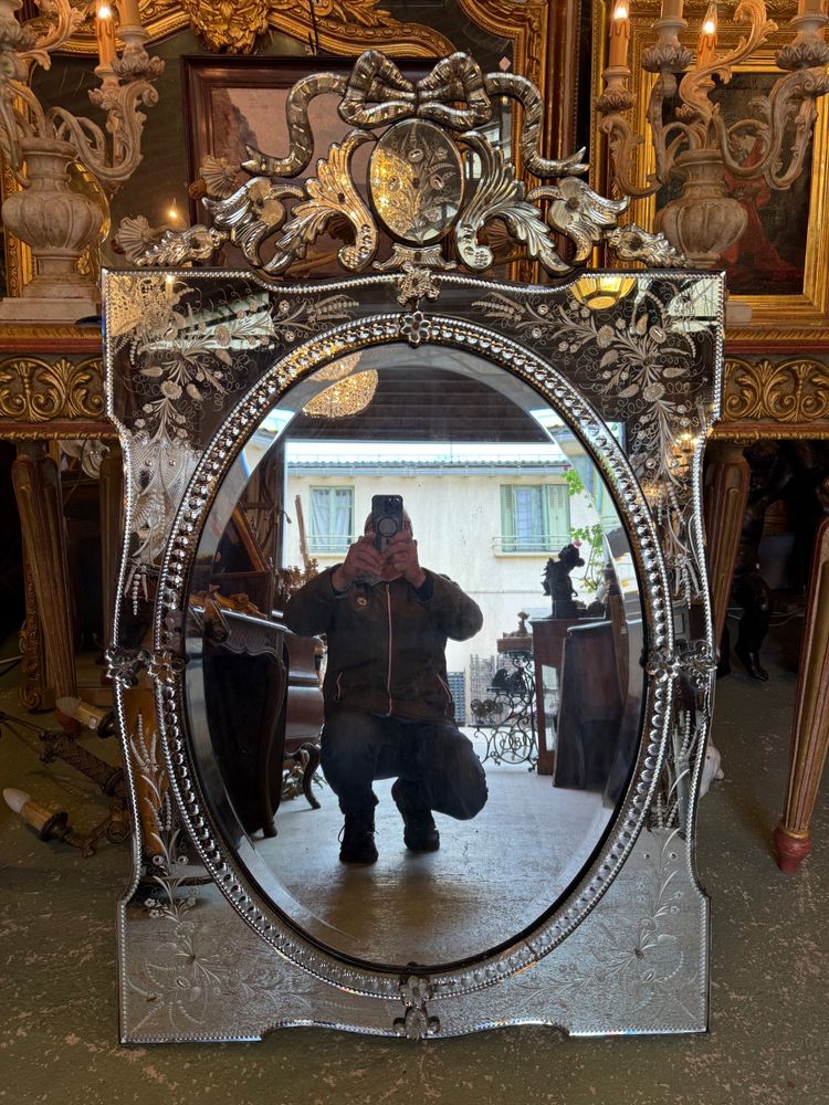 Venetian mirror / Venetian glass with parecloses, early 20th century