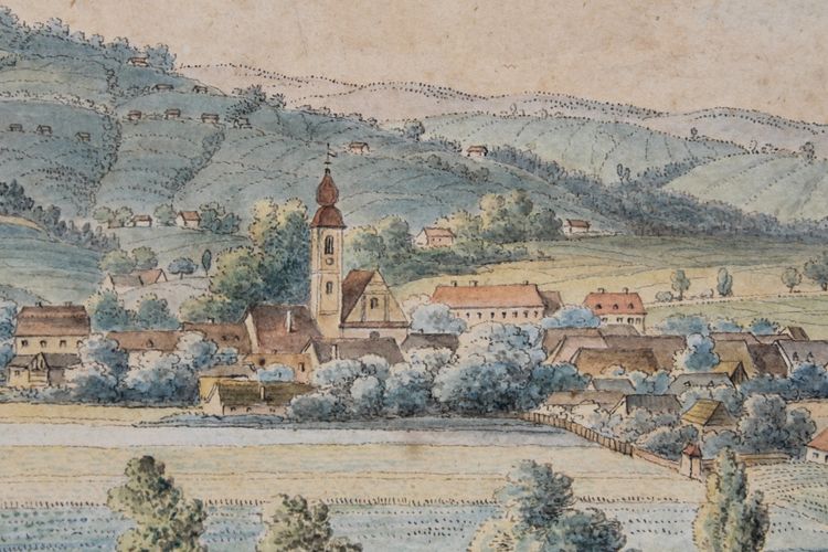 Aquarelle paysage de Bavière ou du Tyrol signée et datée Kofler 1904 Autriche Allemagne
