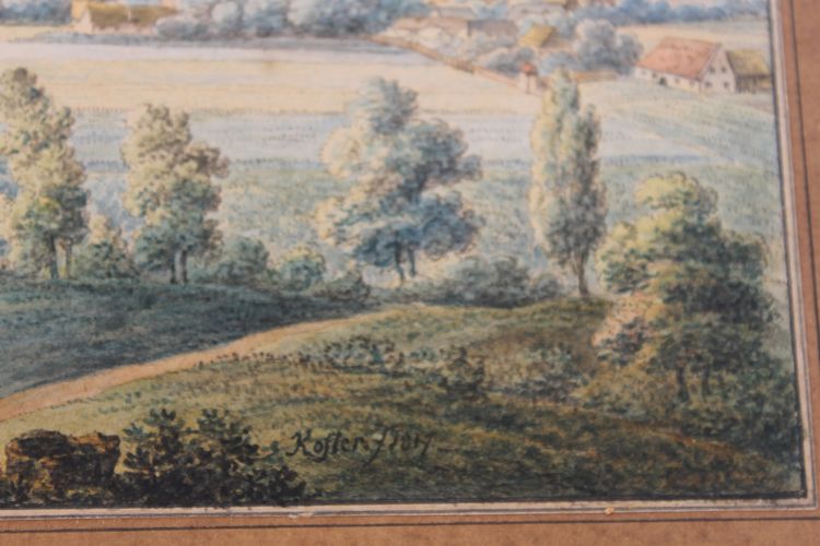 Aquarelle paysage de Bavière ou du Tyrol signée et datée Kofler 1904 Autriche Allemagne