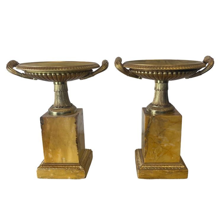 Pair of cassolettes - bronze and marble - France - 19th century