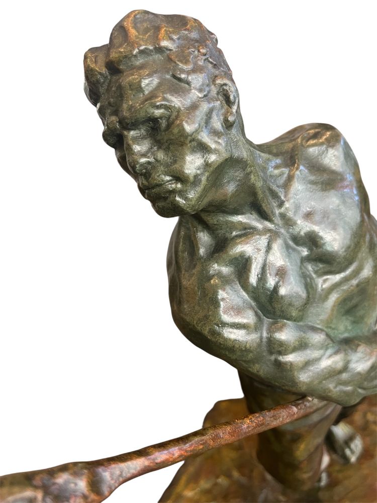 Importante scultura - bronzo - i trasportatori - V. Demanet - Belgio - XX secolo