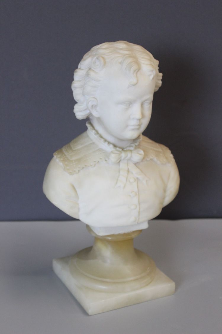 Bust of a Young Boy from the 18th century in Alabaster