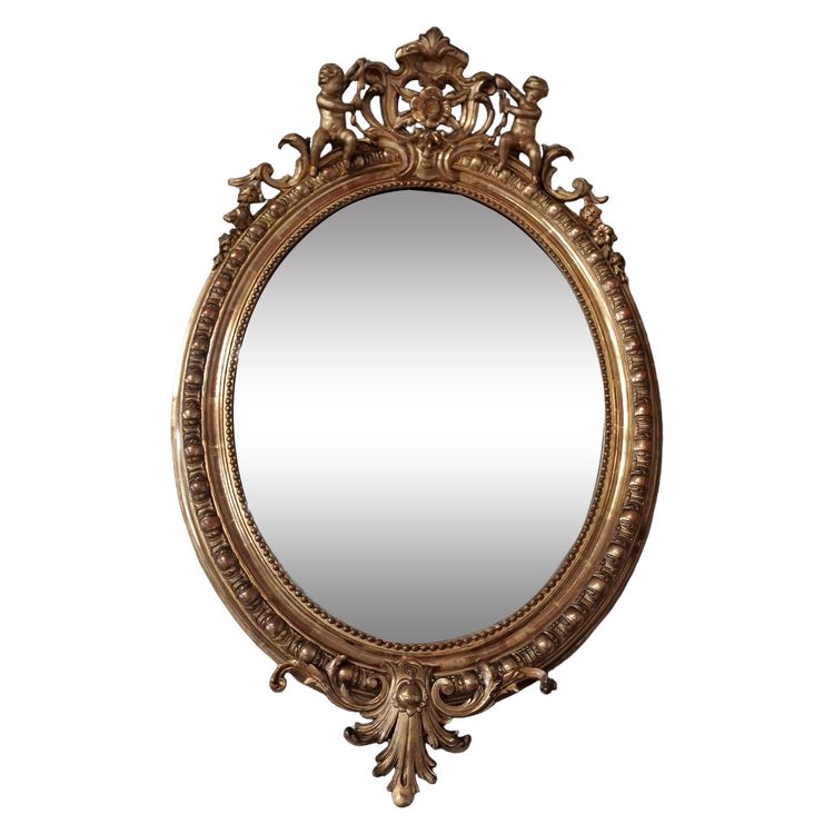 Specchiera ovale con putti XIX secolo 124 x 81